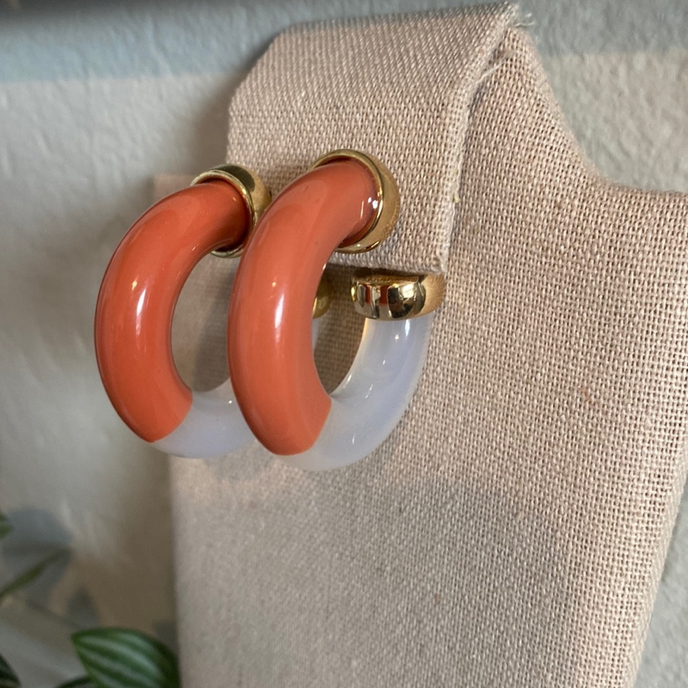 New Coral White Acrylic Hoop Earrings - Sunset Sky